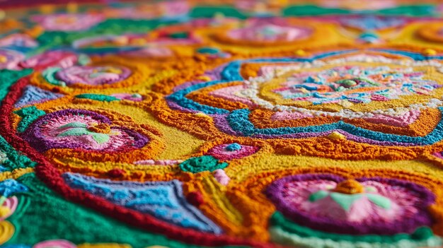 farebná tradičná výšivka na plátne